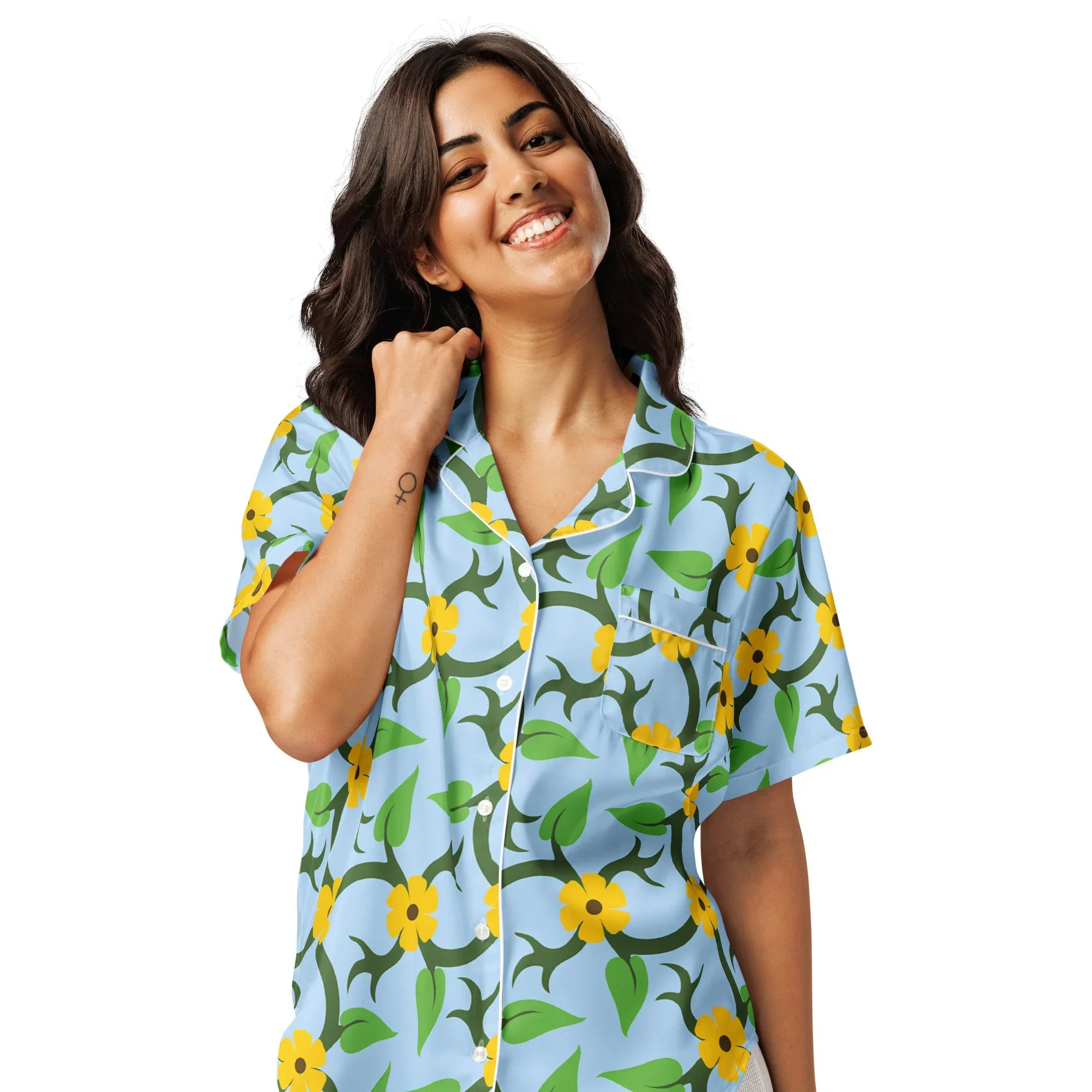 All-over print women’s short sleeve pajama top All-over print women’s short sleeve pajama top AwRans Clothing all-over-print-womens-short-sleeve-pajama-top-white-front-2-67c3a46720552