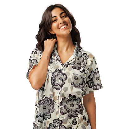 All-over print women’s short sleeve pajama top - AwRans Clothing