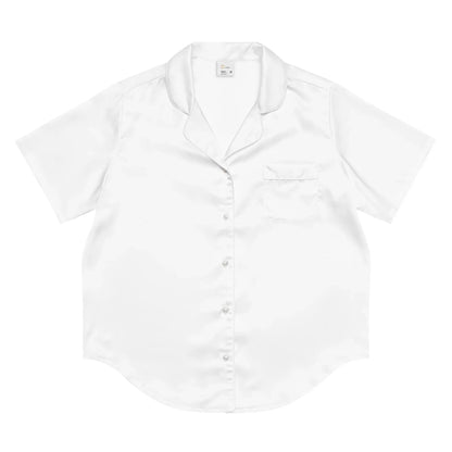 All-over print women’s short sleeve pajama top WHITE - AwRans Clothing