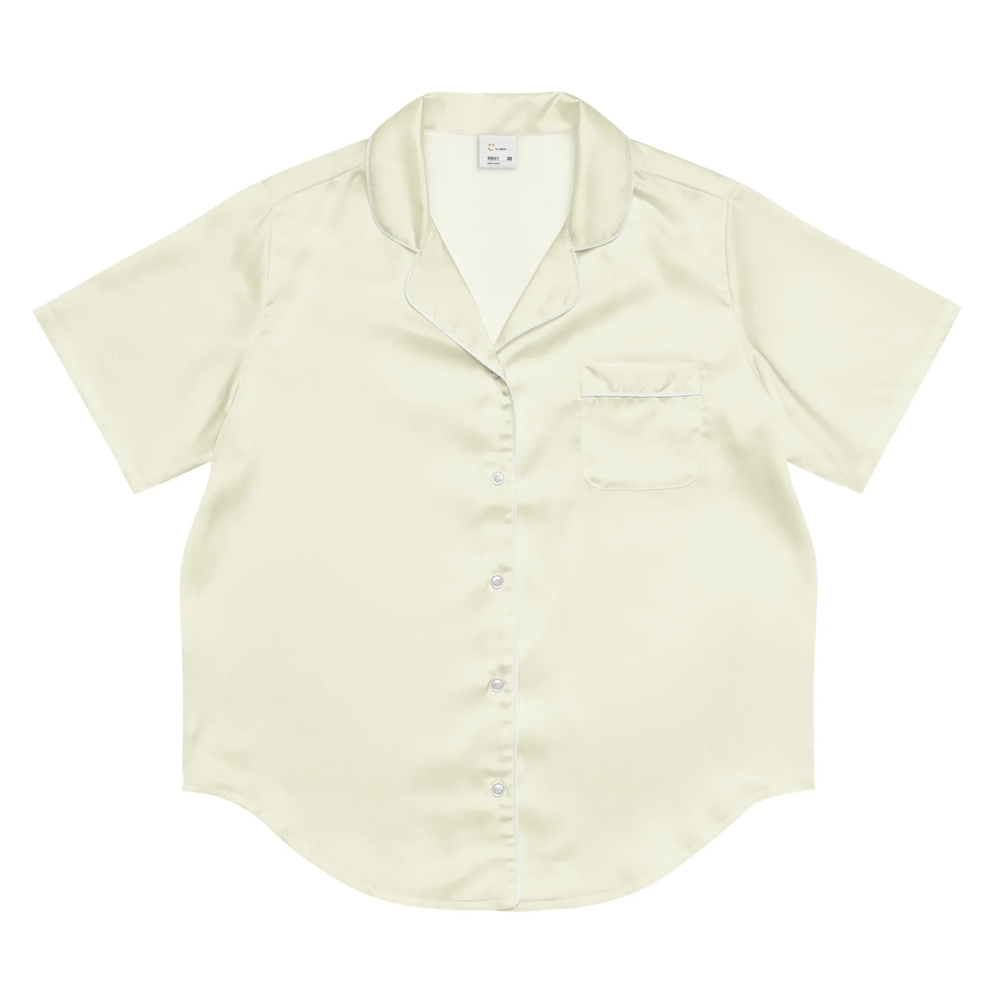 All-over print women’s short sleeve pajama top BEIGE - AwRans Clothing