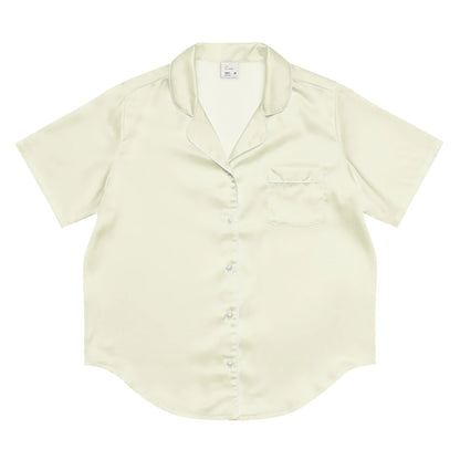 All-over print women’s short sleeve pajama top BEIGE - AwRans Clothing