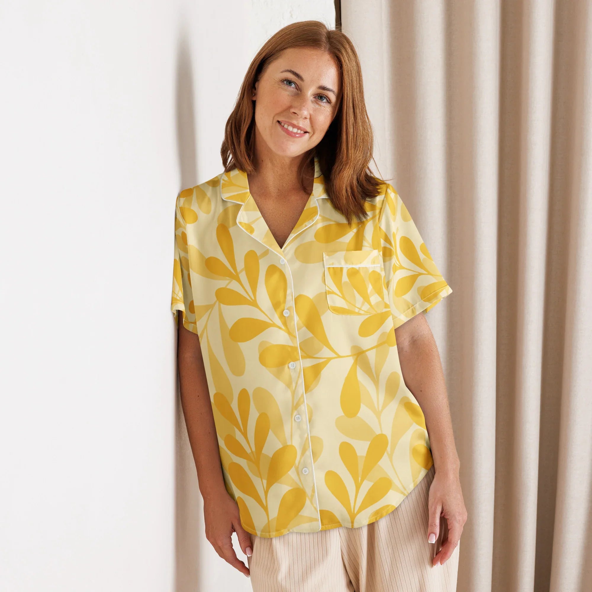 All-over print women’s short sleeve pajama top All-over print women’s short sleeve pajama top AwRans Clothing all-over-print-womens-short-sleeve-pajama-top-white-front-67c3a29c05461