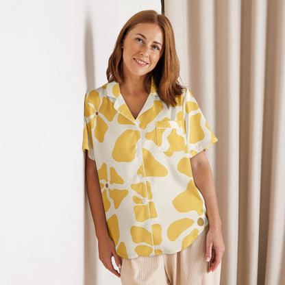 All-over print women’s short sleeve pajama top - AwRans Clothing