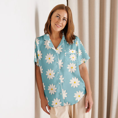 All-over print women’s short sleeve pajama top - AwRans Clothing