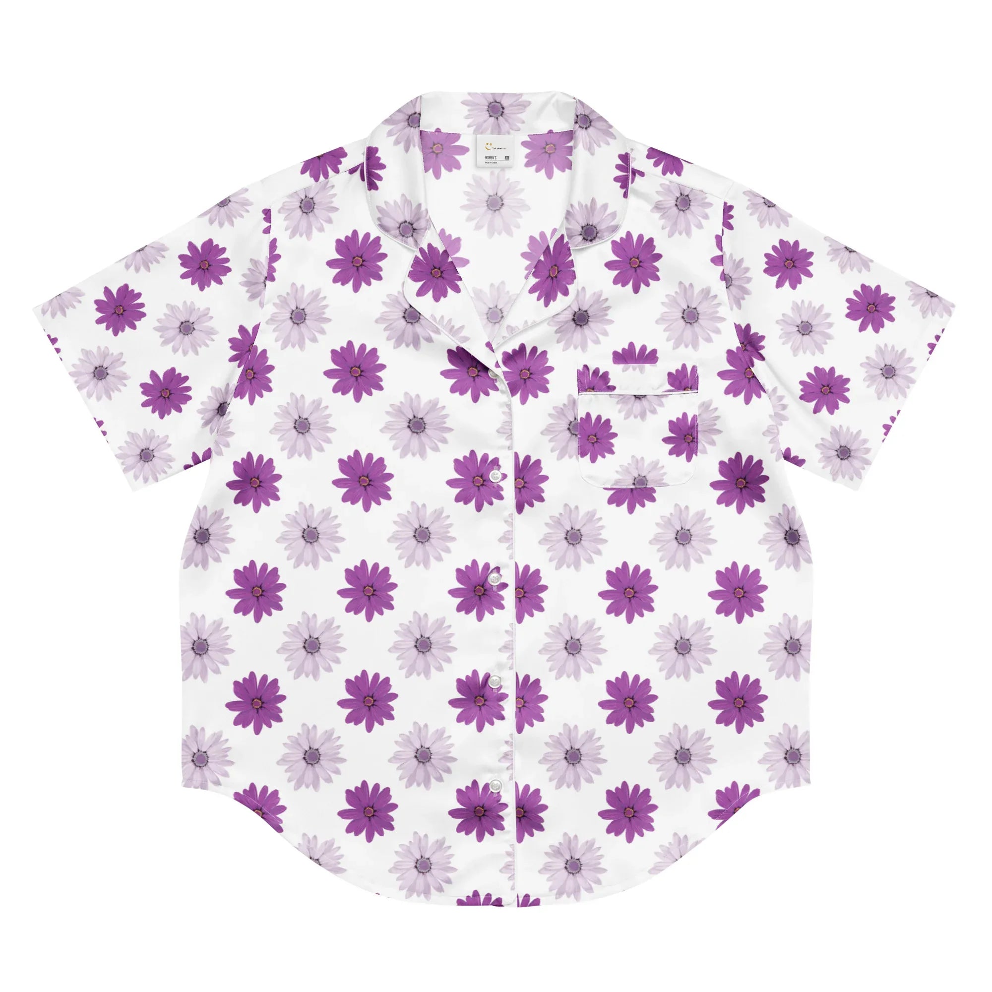 All-over print women’s short sleeve pajama top All-over print women’s short sleeve pajama top AwRans Clothing all-over-print-womens-short-sleeve-pajama-top-white-front-67c3a3c62b550