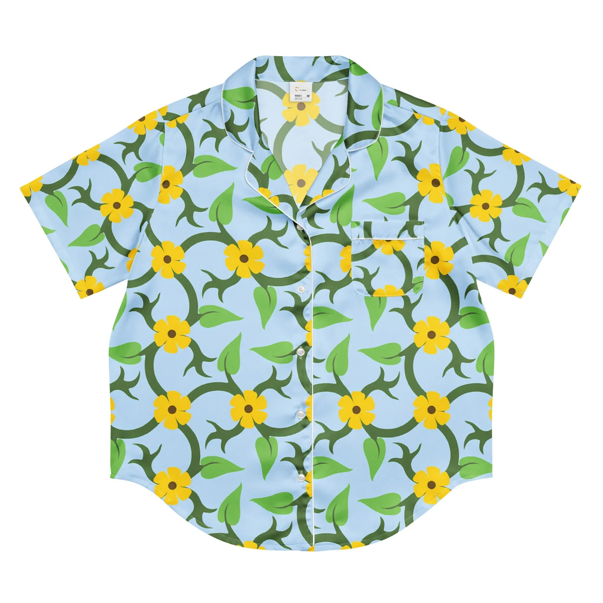 All-over print women’s short sleeve pajama top All-over print women’s short sleeve pajama top AwRans Clothing all-over-print-womens-short-sleeve-pajama-top-white-front-67c3a46720068