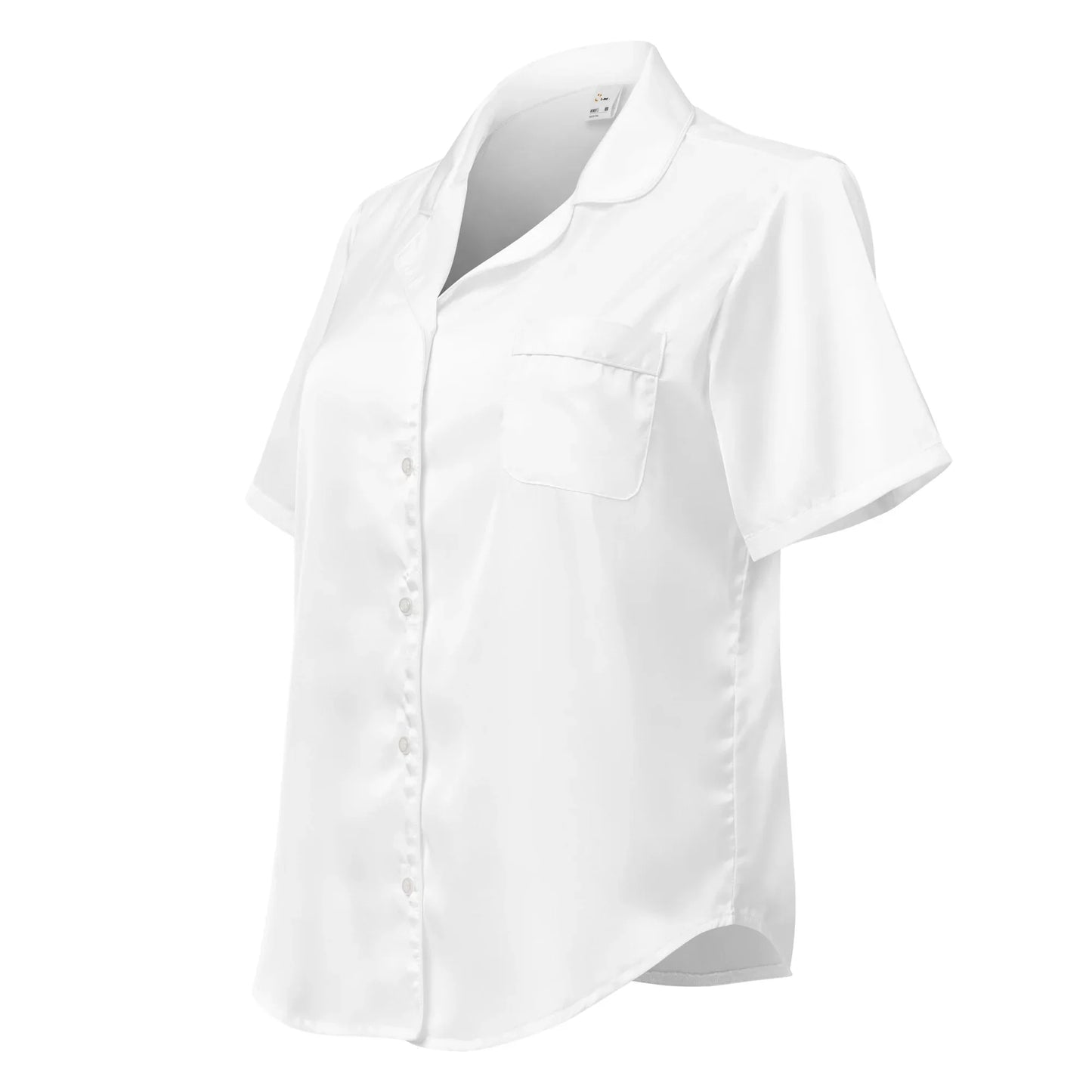 All-over print women’s short sleeve pajama top WHITE - AwRans Clothing