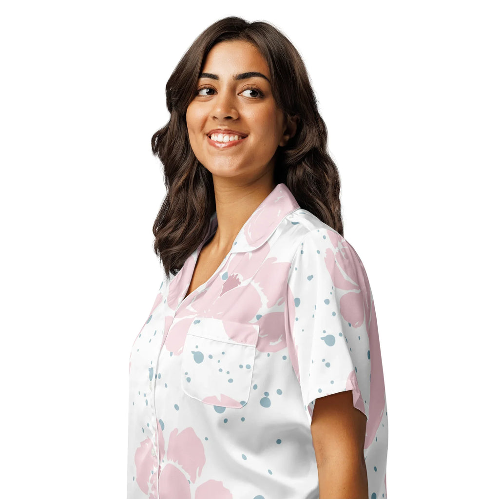 All-over print women’s short sleeve pajama top All-over print women’s short sleeve pajama top AwRans Clothing all-over-print-womens-short-sleeve-pajama-top-white-left-front-67c3a366d5724