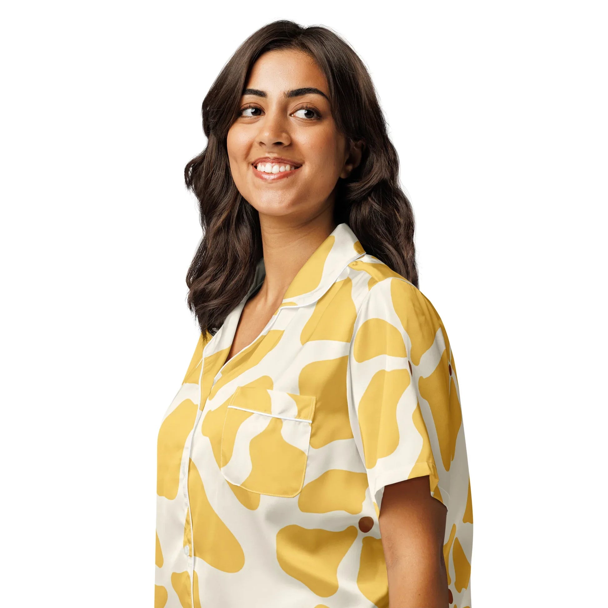 All-over print women’s short sleeve pajama top - AwRans Clothing
