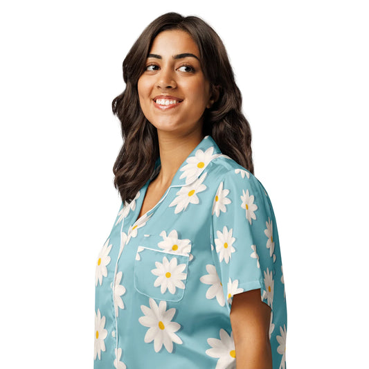 All-over print women’s short sleeve pajama top - AwRans Clothing