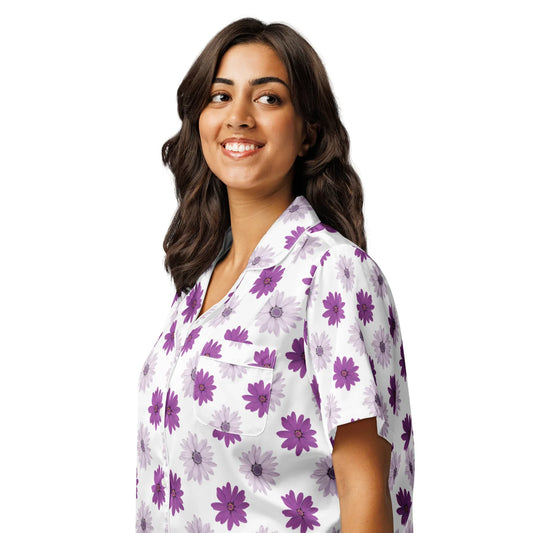 All-over print women’s short sleeve pajama top - AwRans Clothing