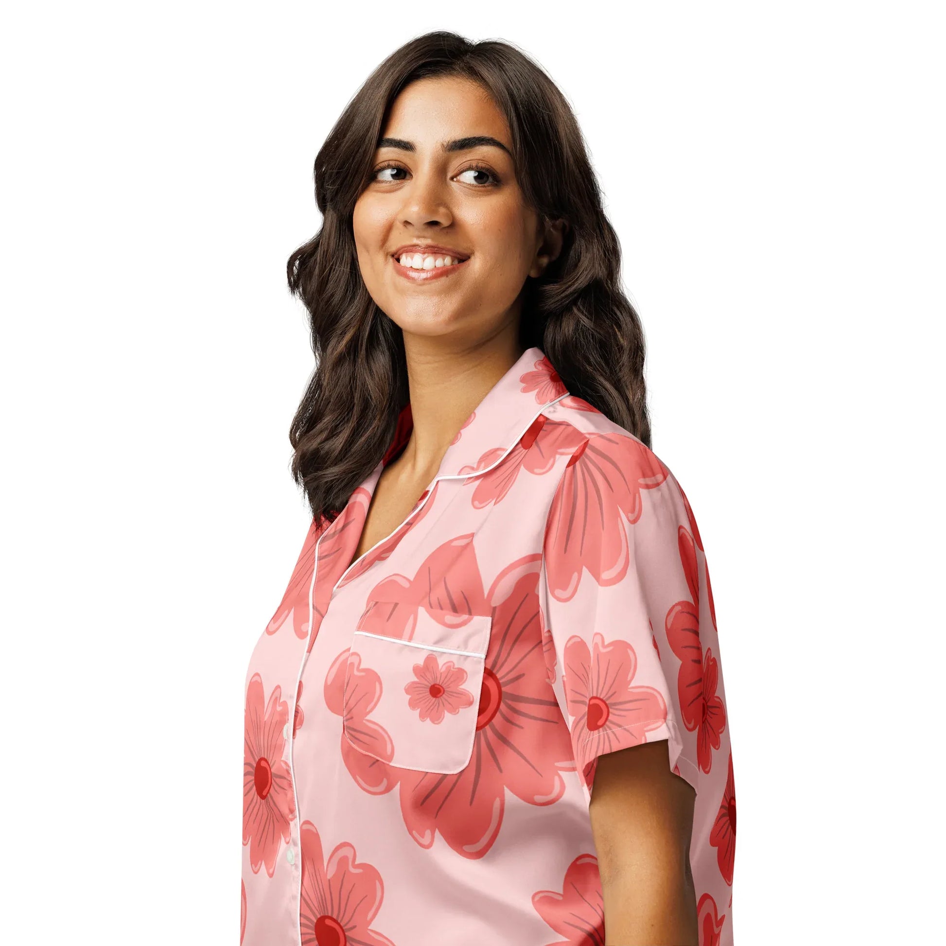 All-over print women’s short sleeve pajama top - AwRans Clothing