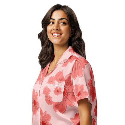 All-over print women’s short sleeve pajama top - AwRans Clothing