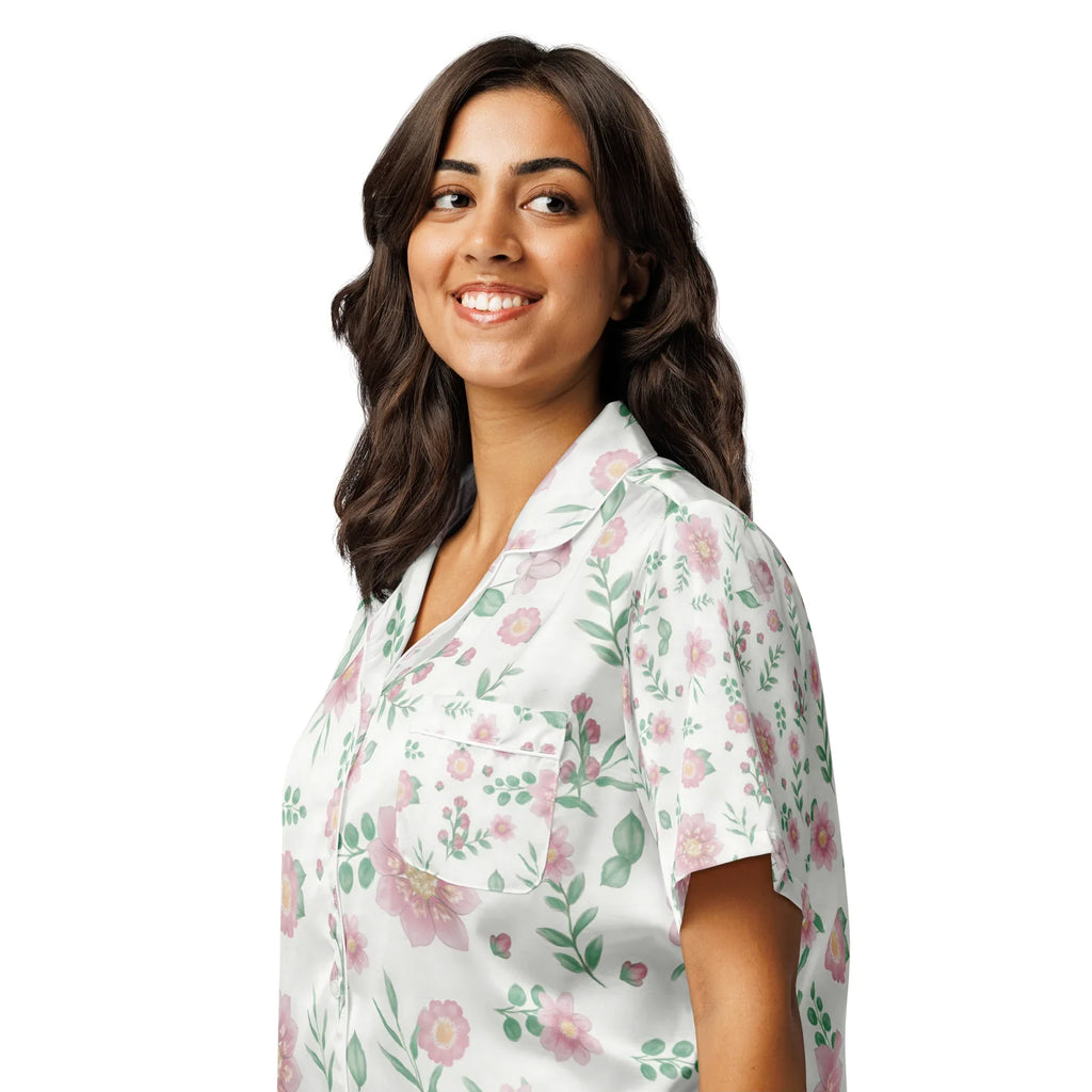 All-over print women’s short sleeve pajama top All-over print women’s short sleeve pajama top AwRans Clothing all-over-print-womens-short-sleeve-pajama-top-white-left-front-67c3a43d113dc