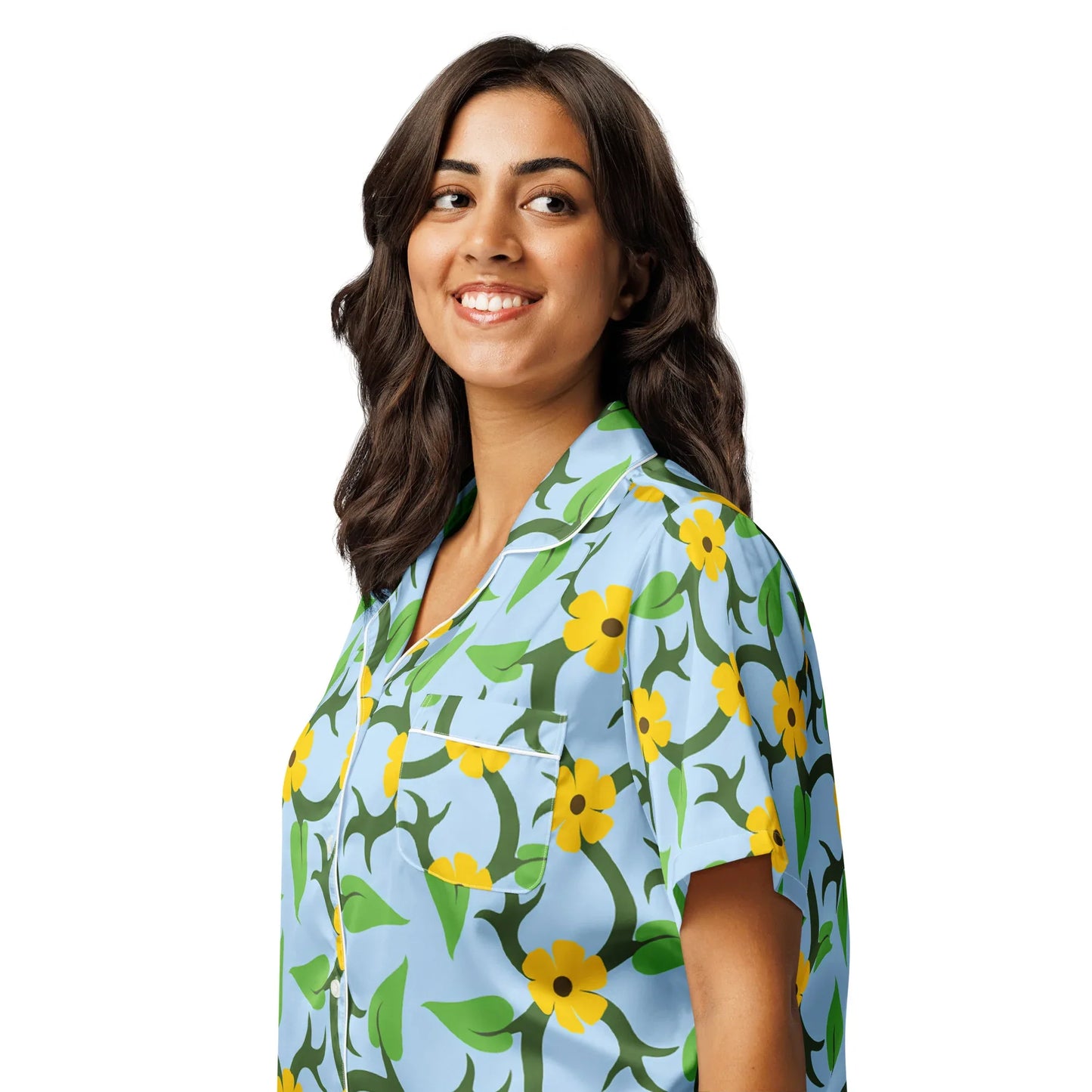 All-over print women’s short sleeve pajama top - AwRans Clothing