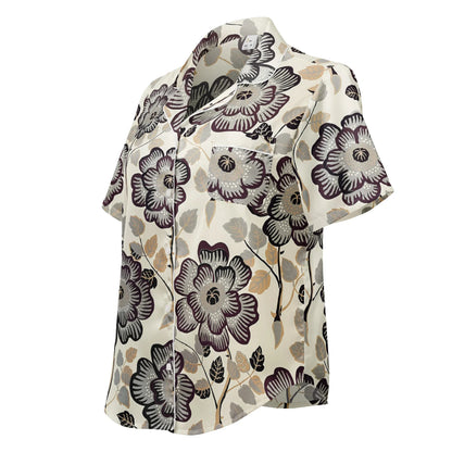 All-over print women’s short sleeve pajama top - AwRans Clothing