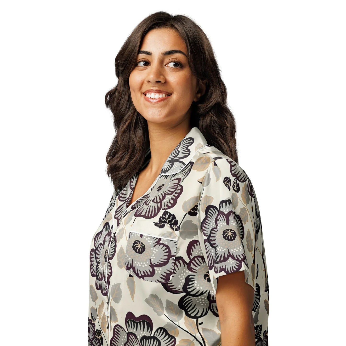 All-over print women’s short sleeve pajama top - AwRans Clothing