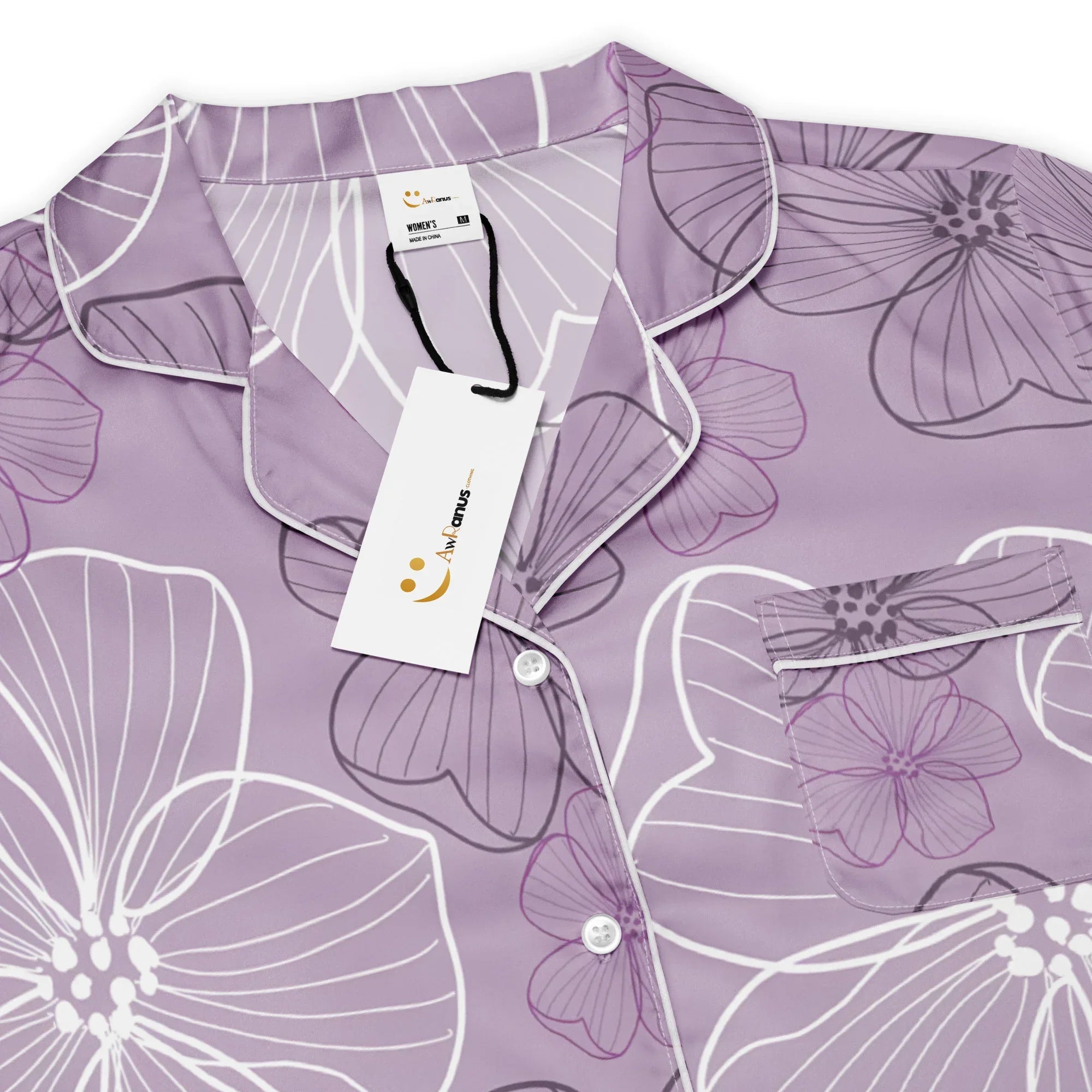 All-over print women’s short sleeve pajama top All-over print women’s short sleeve pajama top AwRans Clothing all-over-print-womens-short-sleeve-pajama-top-white-product-details-67c3a3dcedeed