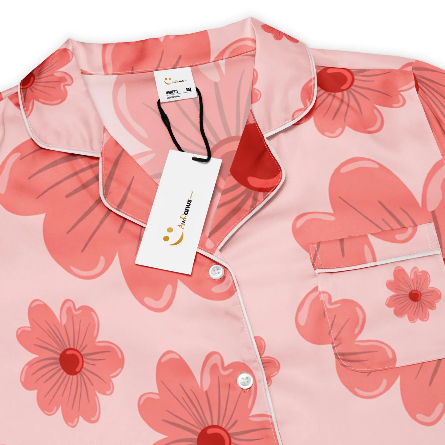 All-over print women’s short sleeve pajama top - AwRans Clothing