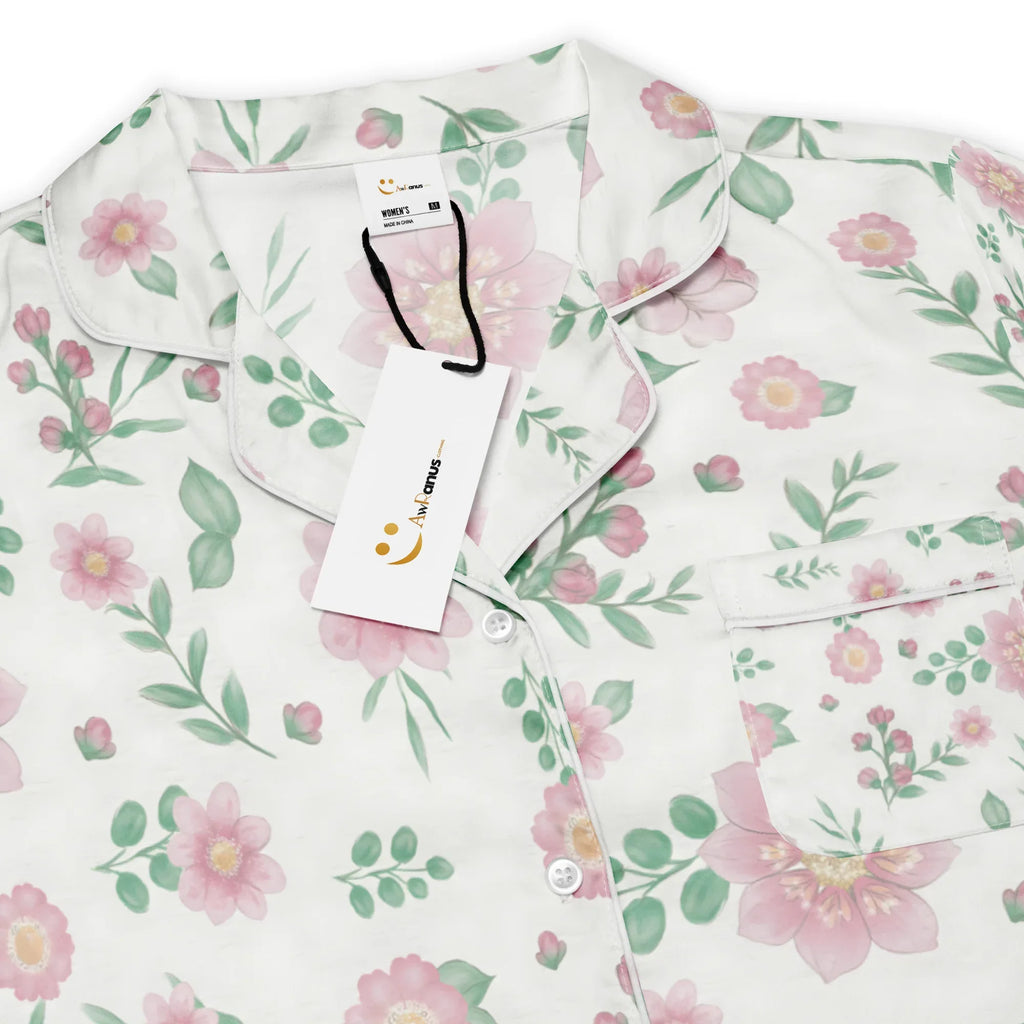 All-over print women’s short sleeve pajama top All-over print women’s short sleeve pajama top AwRans Clothing all-over-print-womens-short-sleeve-pajama-top-white-product-details-67c3a43d10736