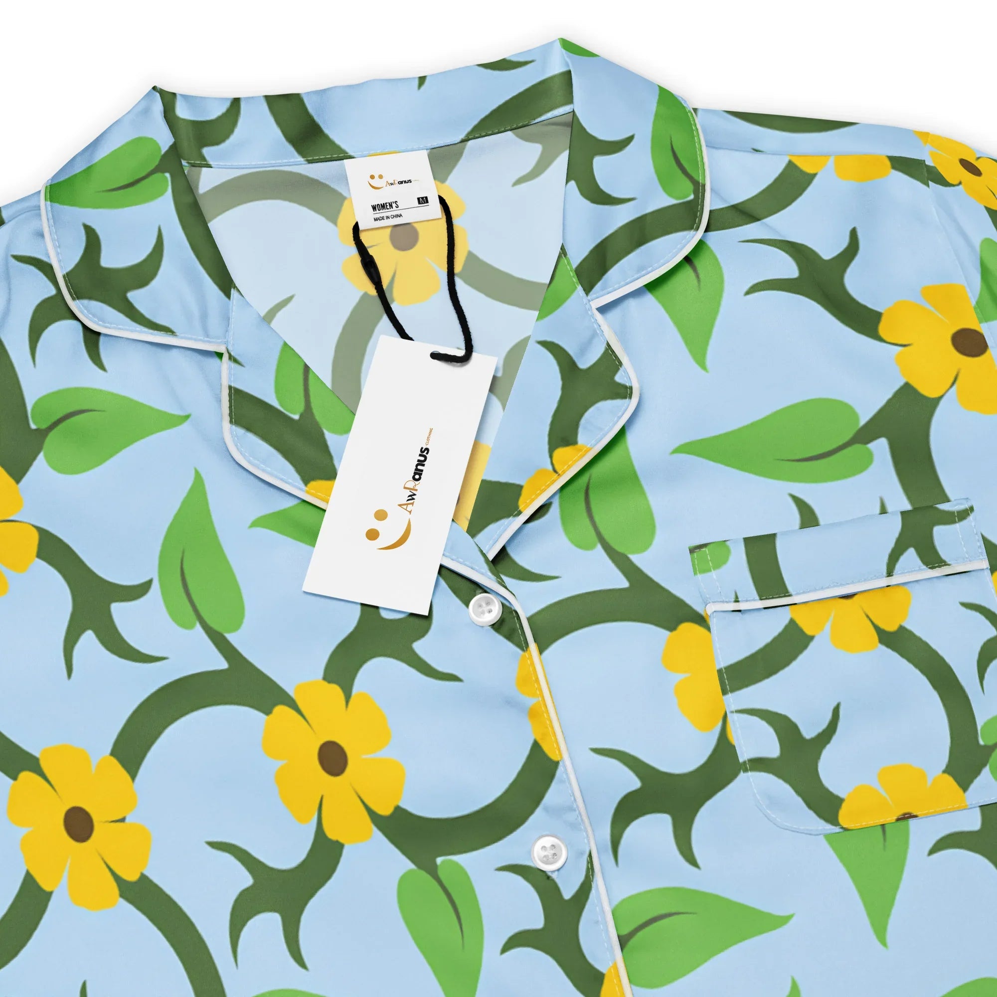 All-over print women’s short sleeve pajama top All-over print women’s short sleeve pajama top AwRans Clothing all-over-print-womens-short-sleeve-pajama-top-white-product-details-67c3a467201e7
