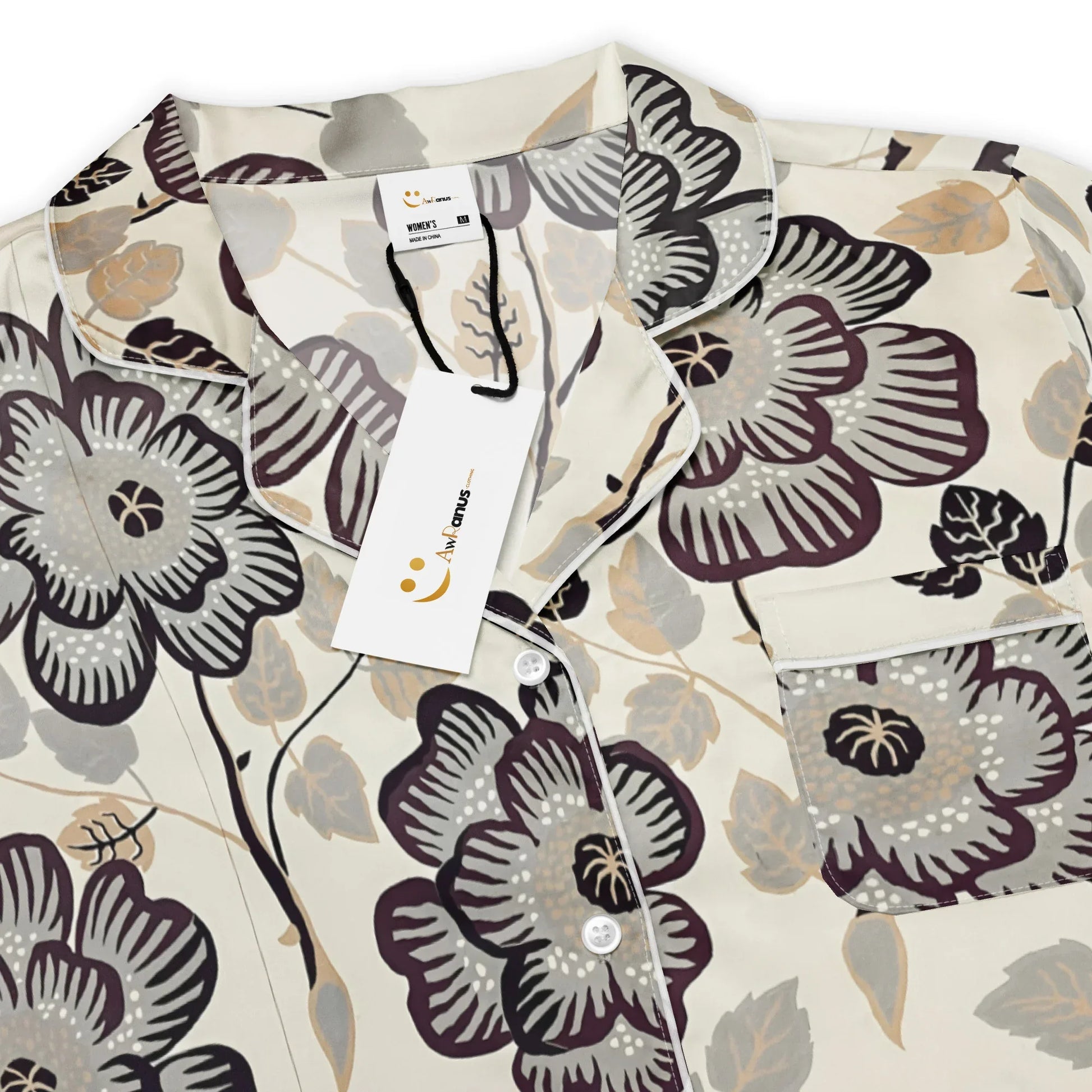 All-over print women’s short sleeve pajama top - AwRans Clothing