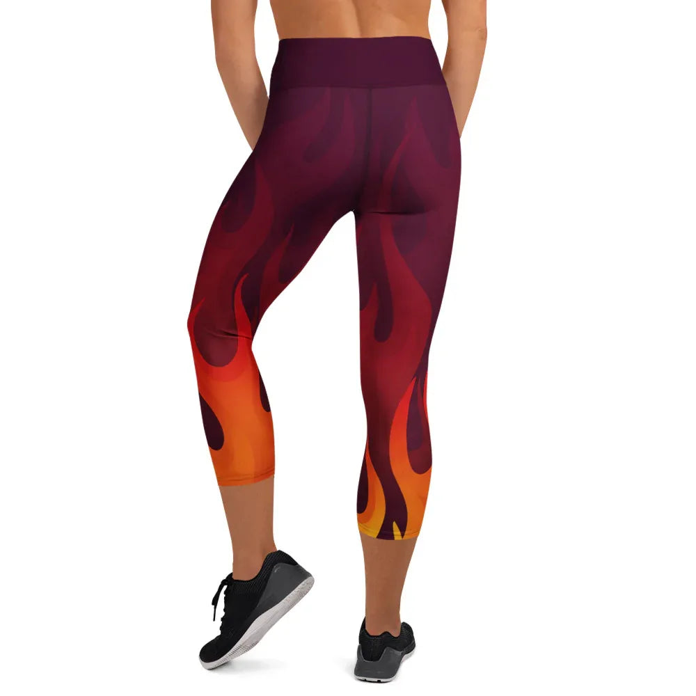 Yoga Capri Leggings Yoga Leggings AwRans Clothing all-over-print-yoga-capri-leggings-white-back-687b4dc474462