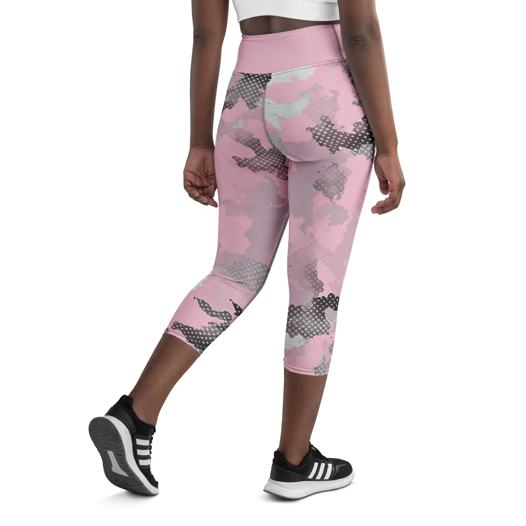 Yoga Capri Leggings Yoga Leggings AwRans Clothing all-over-print-yoga-capri-leggings-white-back-687b4ea631bae