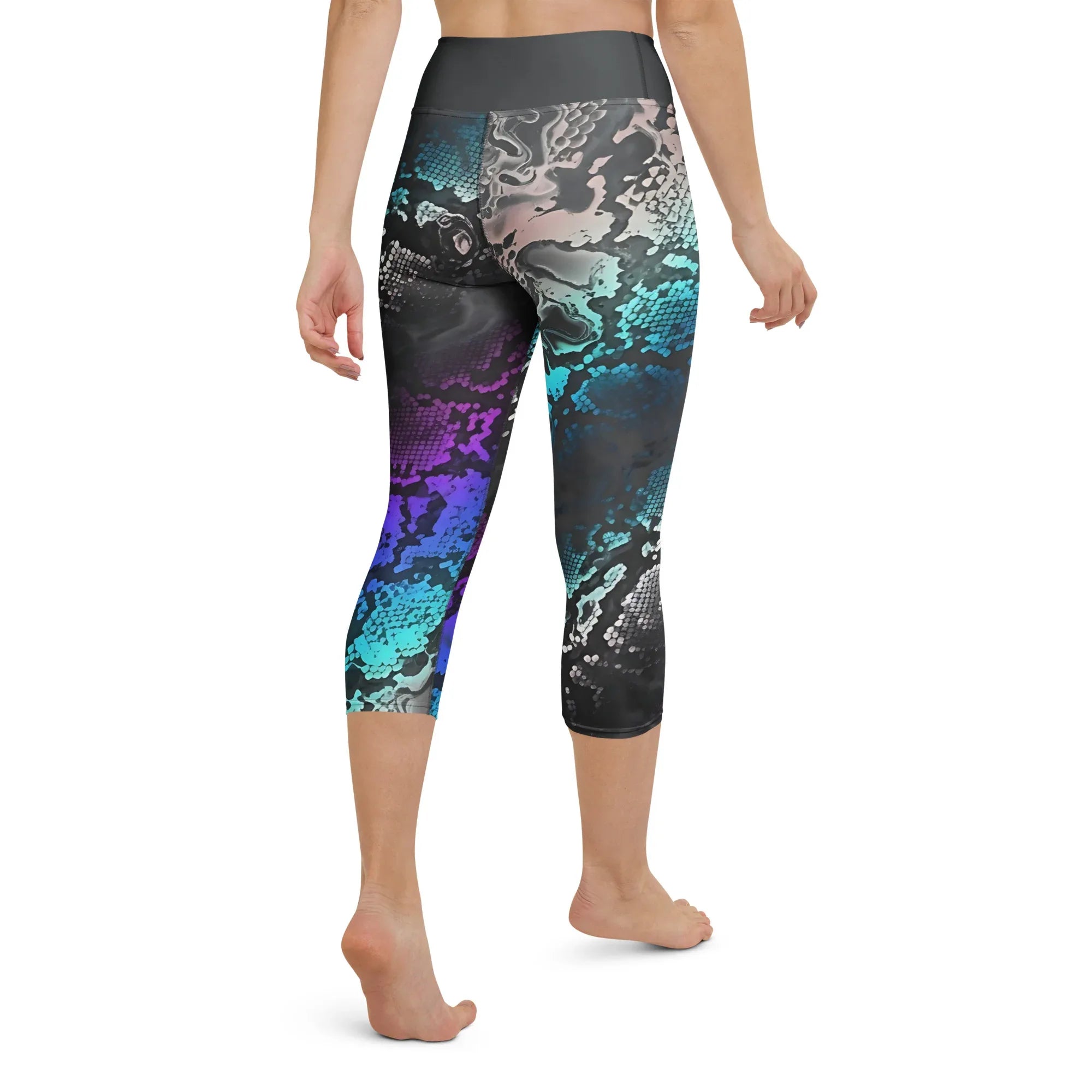 Yoga Capri Leggings Yoga Leggings AwRans Clothing all-over-print-yoga-capri-leggings-white-back-687b4f66eee8e