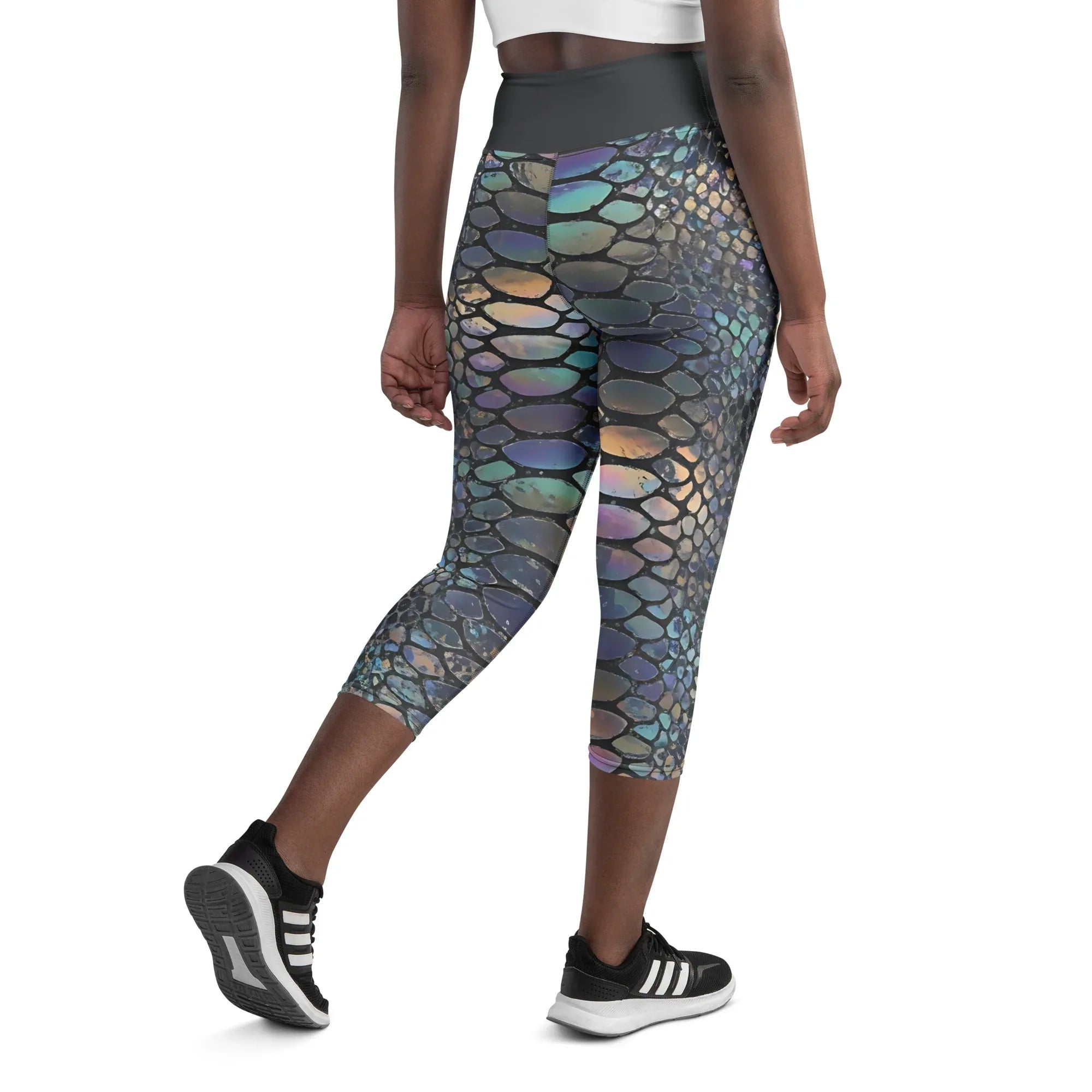 Yoga Capri Leggings Yoga Leggings AwRans Clothing all-over-print-yoga-capri-leggings-white-back-687b57d94f3bc