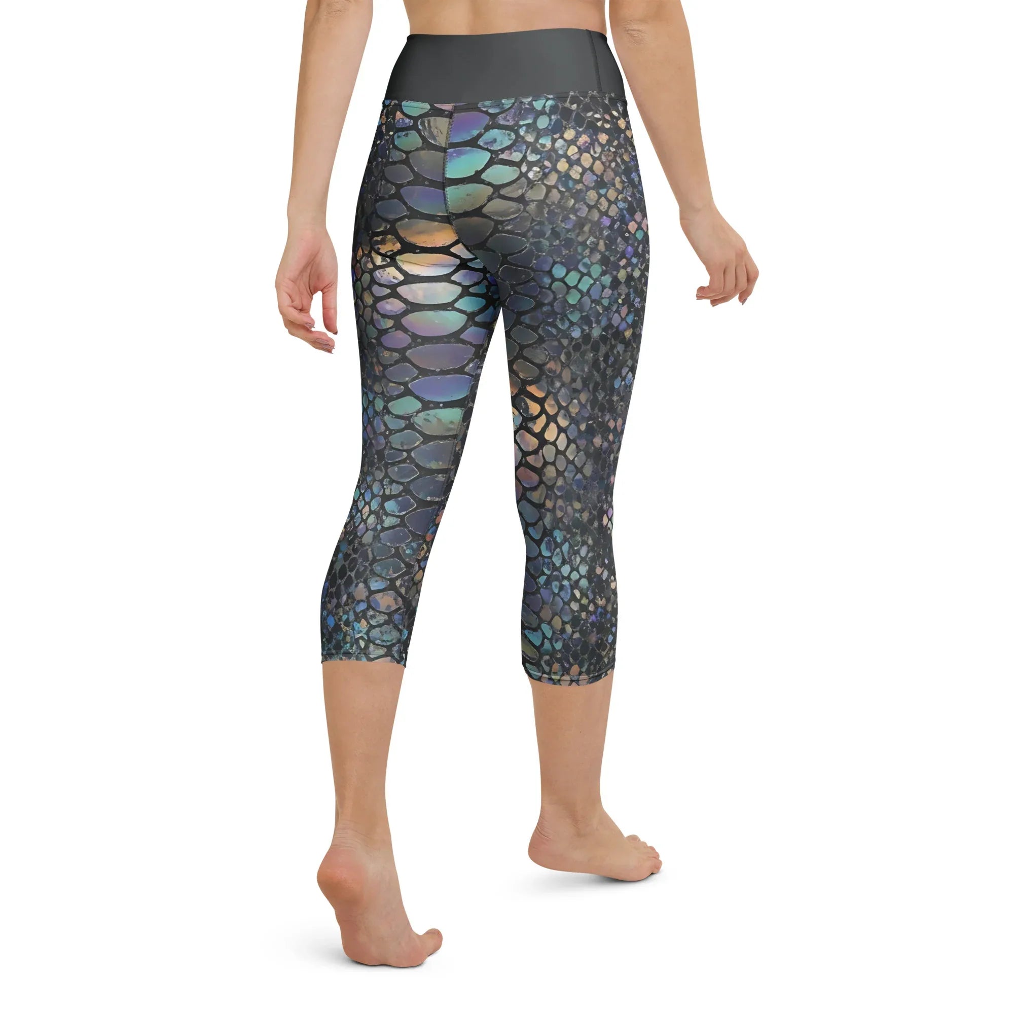 Yoga Capri Leggings Yoga Leggings AwRans Clothing all-over-print-yoga-capri-leggings-white-back-687b57d94fdd5