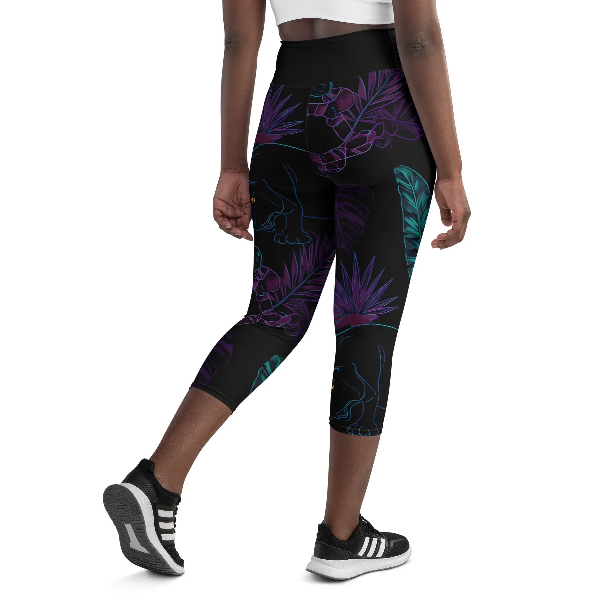 Yoga Capri Leggings Yoga Leggings AwRans Clothing all-over-print-yoga-capri-leggings-white-back-687b58e2241b9