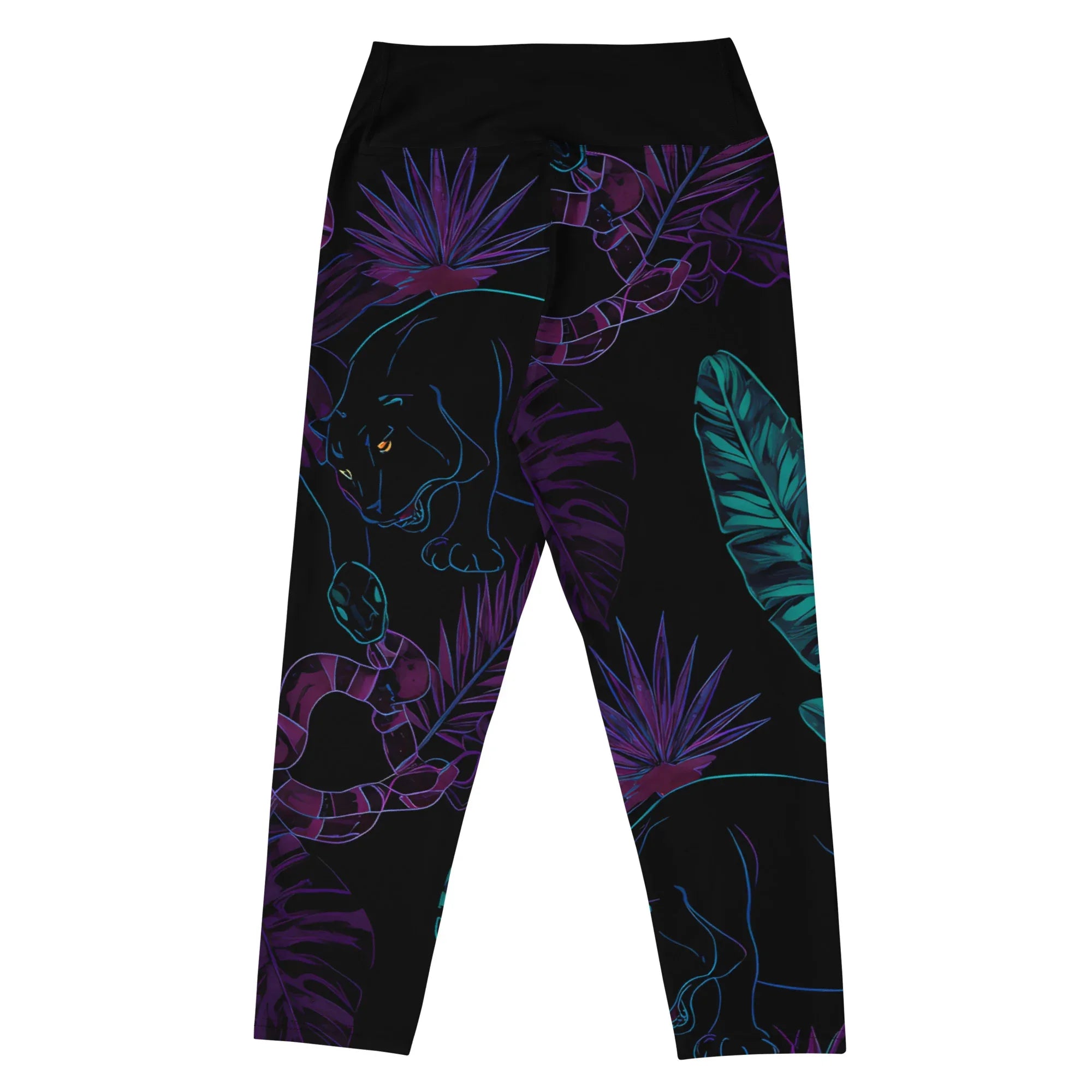 Yoga Capri Leggings Yoga Leggings AwRans Clothing all-over-print-yoga-capri-leggings-white-back-687b58e224b38