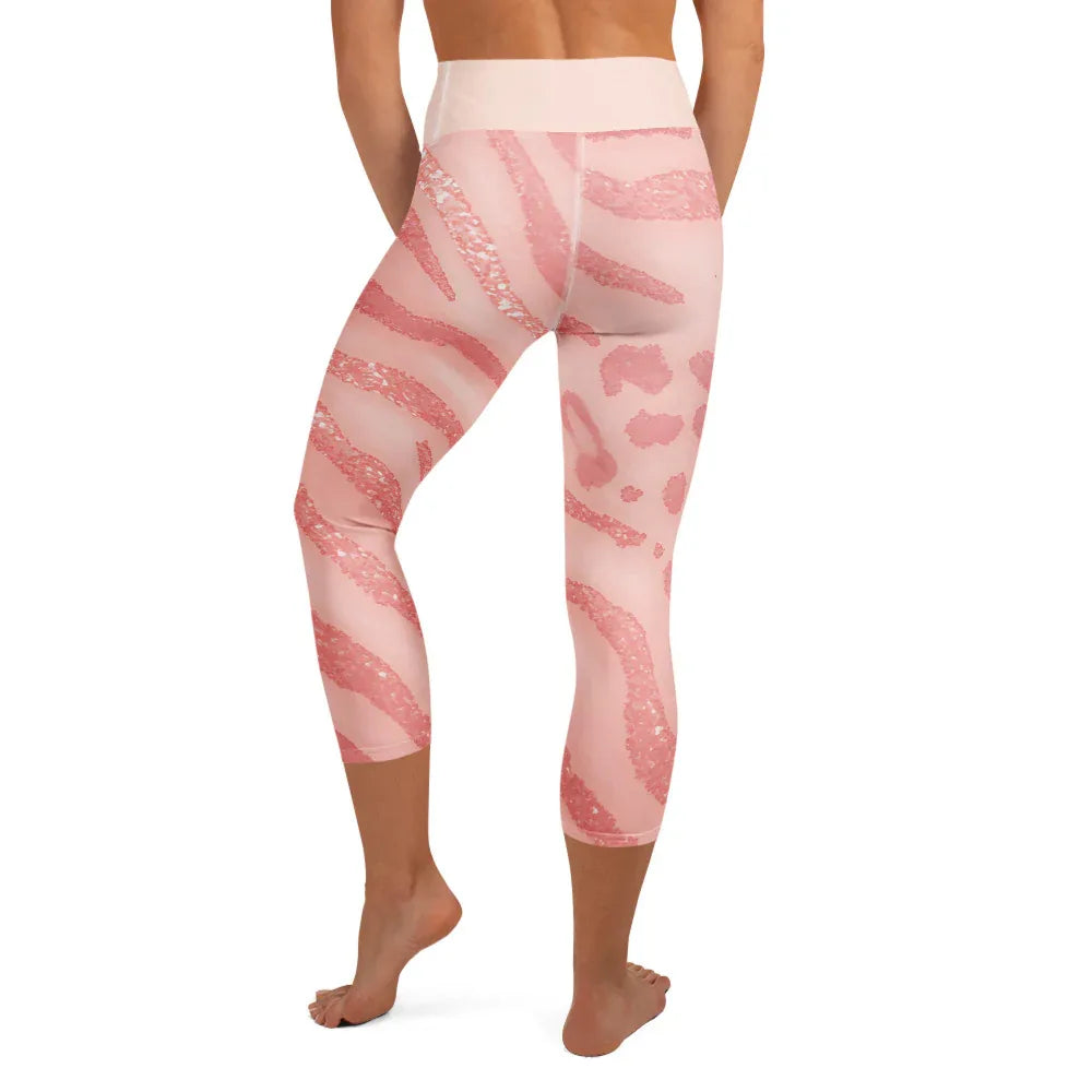 Yoga Capri Leggings Yoga Leggings AwRans Clothing all-over-print-yoga-capri-leggings-white-back-687b594f77478
