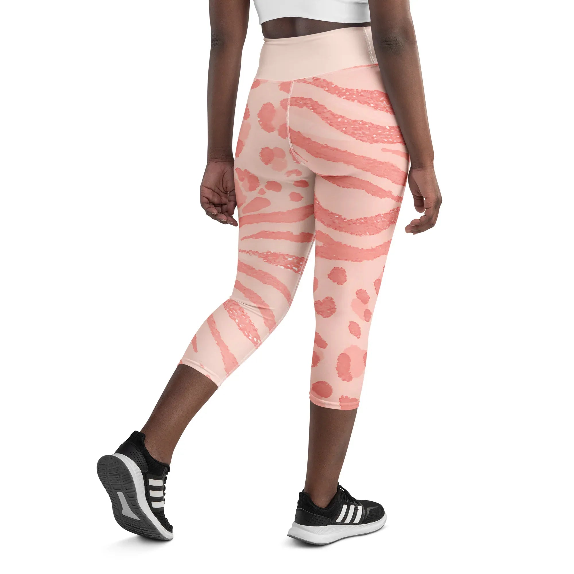 Yoga Capri Leggings Yoga Leggings AwRans Clothing all-over-print-yoga-capri-leggings-white-back-687b5b484110c