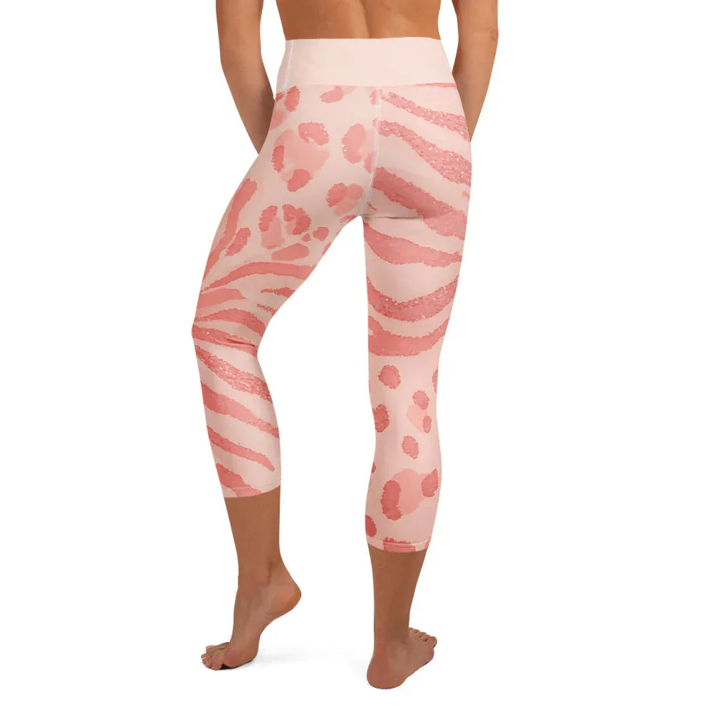 Yoga Capri Leggings Yoga Leggings AwRans Clothing all-over-print-yoga-capri-leggings-white-back-687b5b4841491