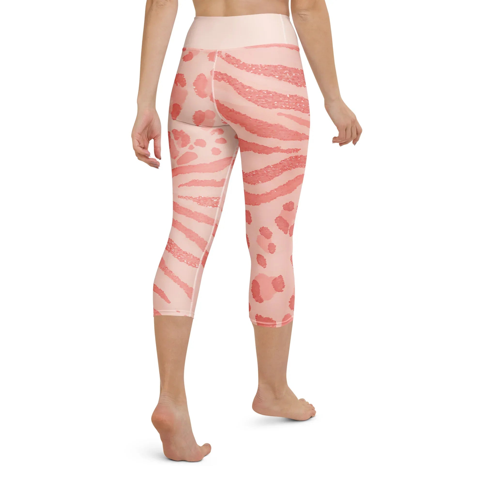 Yoga Capri Leggings Yoga Leggings AwRans Clothing all-over-print-yoga-capri-leggings-white-back-687b5b48416de