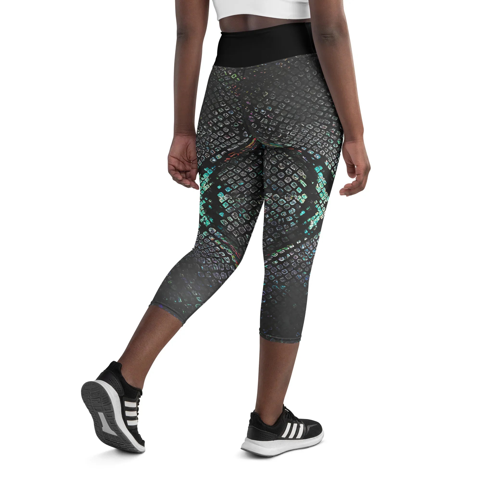 Yoga Capri Leggings Yoga Leggings AwRans Clothing all-over-print-yoga-capri-leggings-white-back-687b5e7768d66