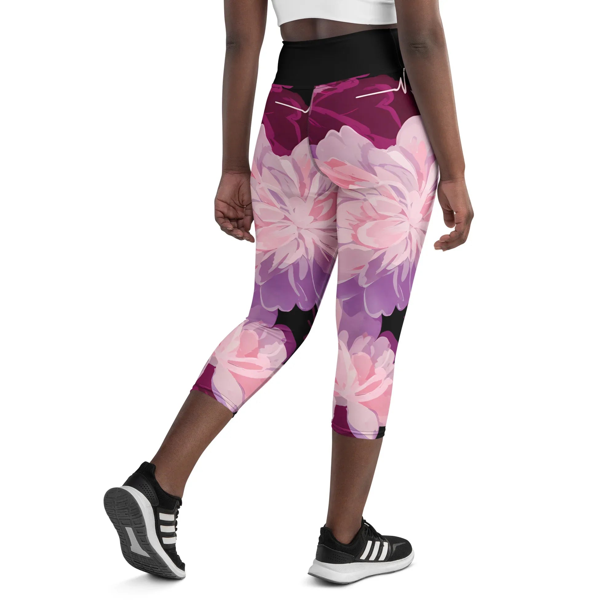 Yoga Capri Leggings Yoga Leggings AwRans Clothing all-over-print-yoga-capri-leggings-white-back-687b6031a6de4