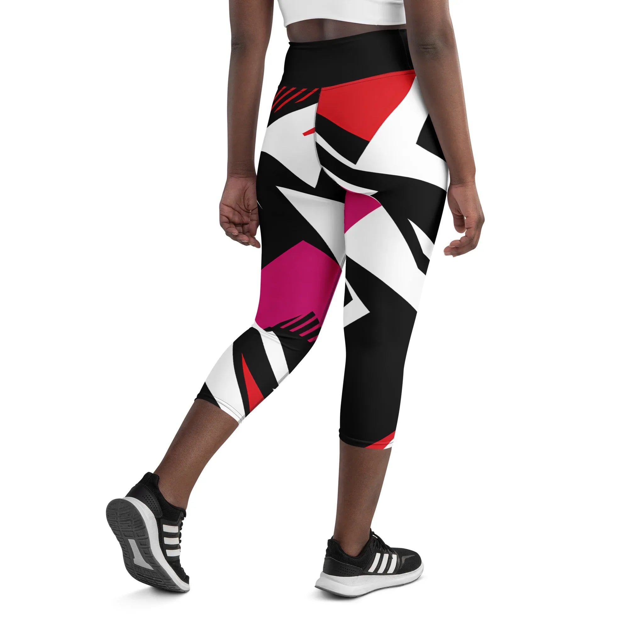 Yoga Capri Leggings Yoga Leggings AwRans Clothing all-over-print-yoga-capri-leggings-white-back-687b670f2f0de