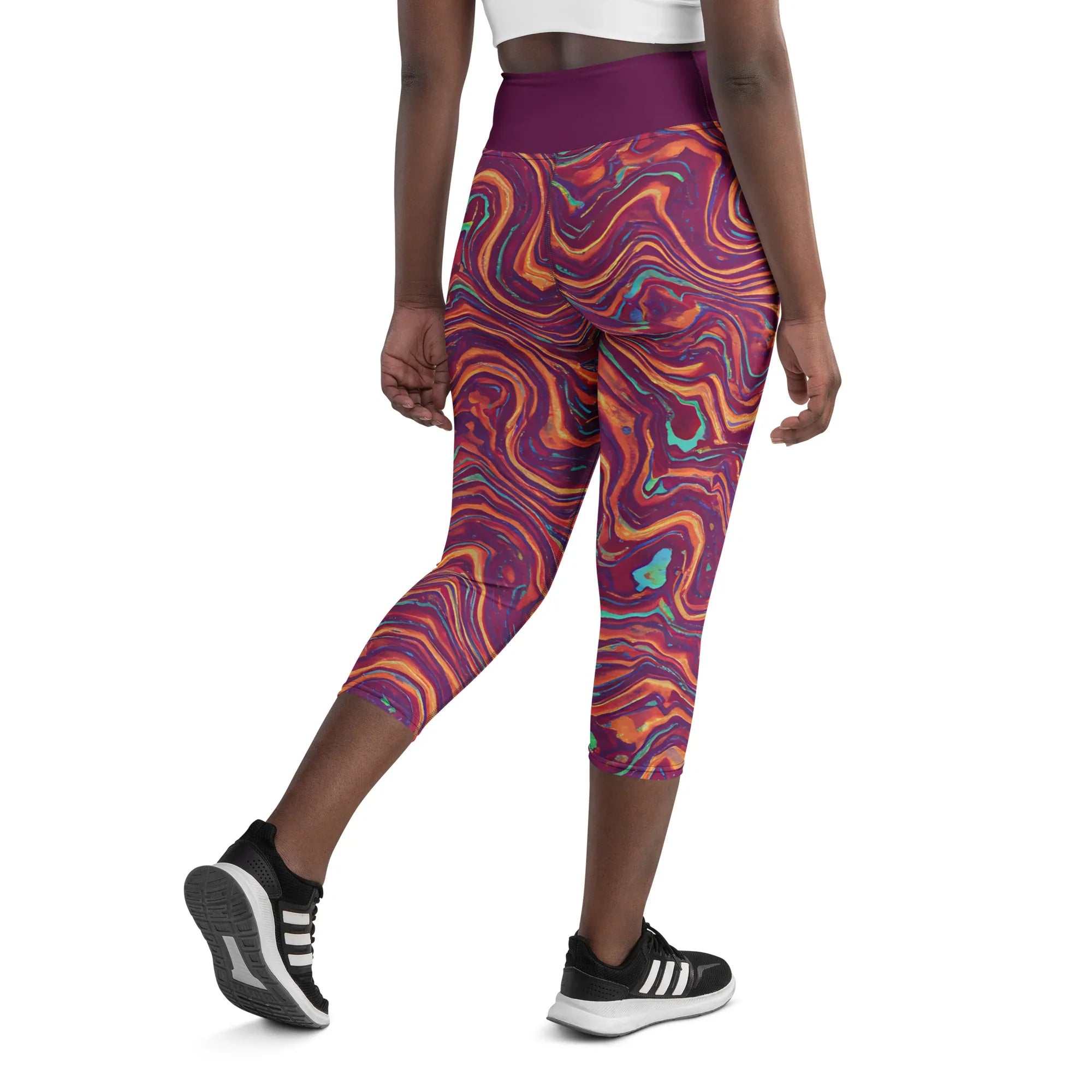 Yoga Capri Leggings Yoga Leggings AwRans Clothing all-over-print-yoga-capri-leggings-white-back-687db3b5d55e0