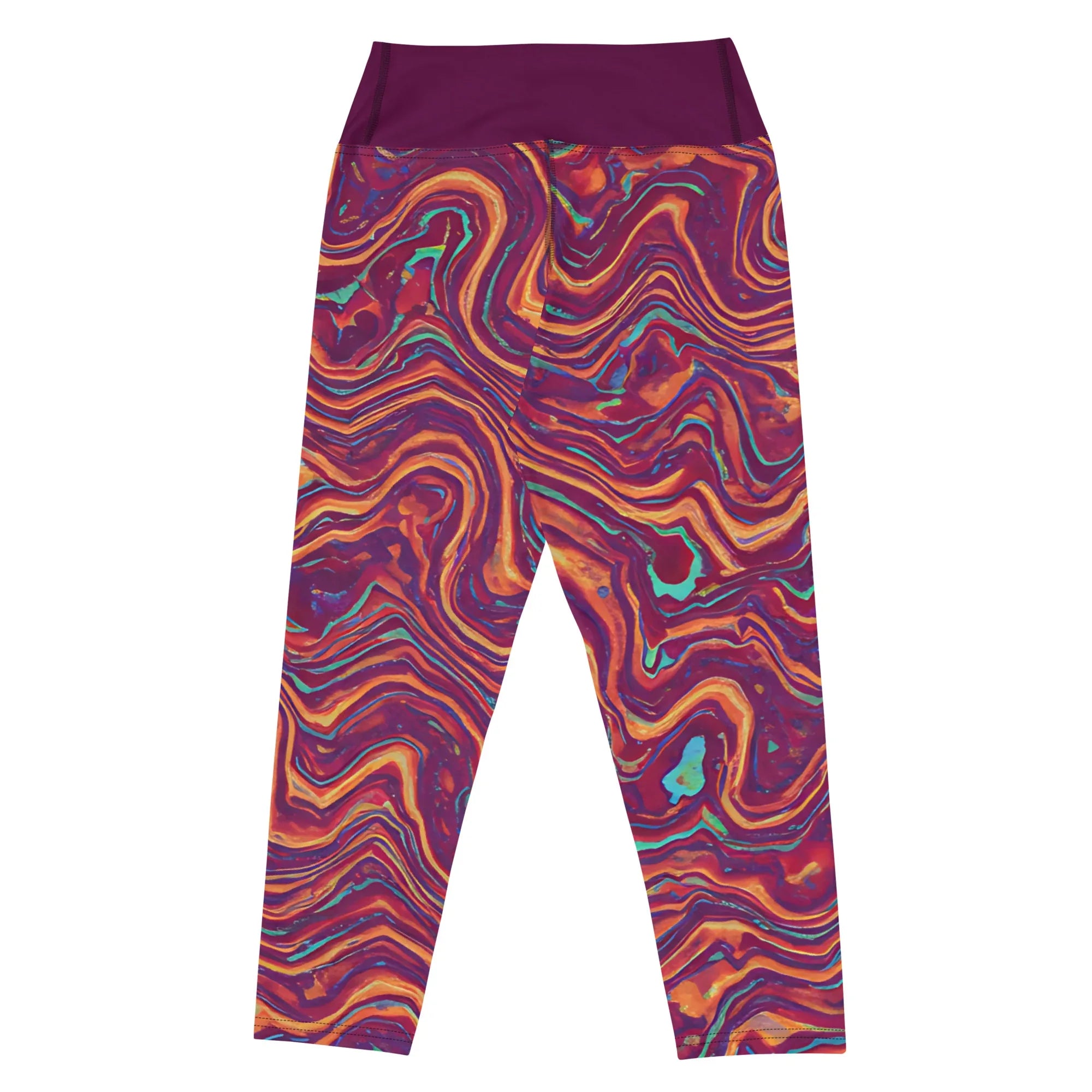 Yoga Capri Leggings Yoga Leggings AwRans Clothing all-over-print-yoga-capri-leggings-white-back-687db3b5d5f39