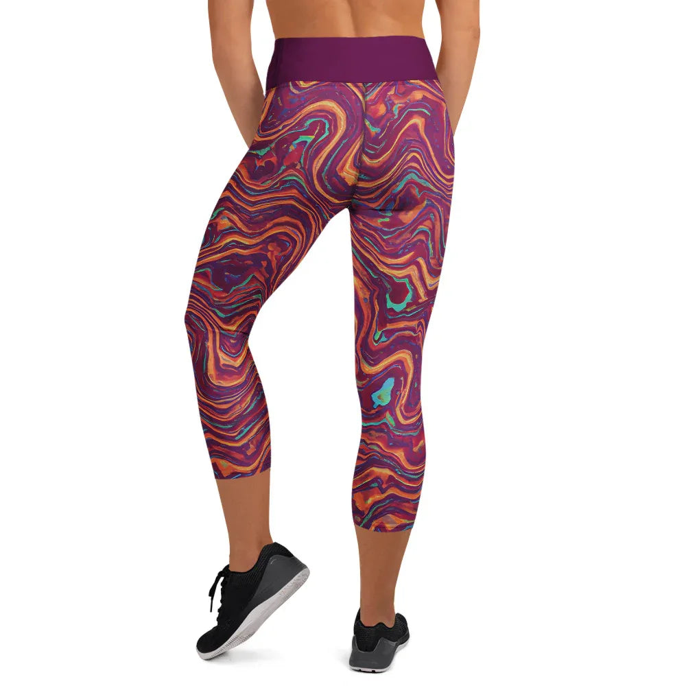 Yoga Capri Leggings Yoga Leggings AwRans Clothing all-over-print-yoga-capri-leggings-white-back-687db3b5d6492