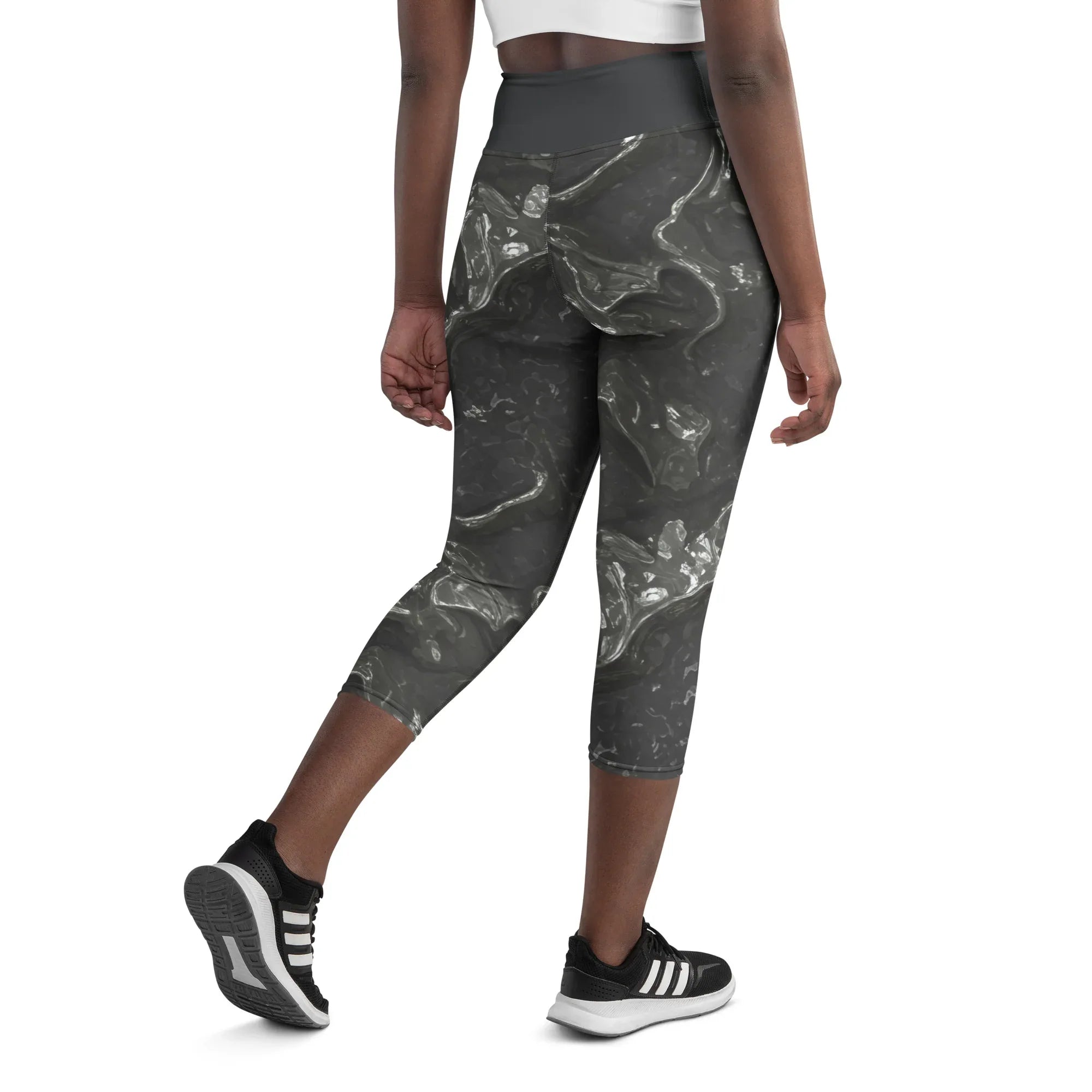 Yoga Capri Leggings Yoga Leggings AwRans Clothing all-over-print-yoga-capri-leggings-white-back-687db3e7863cf