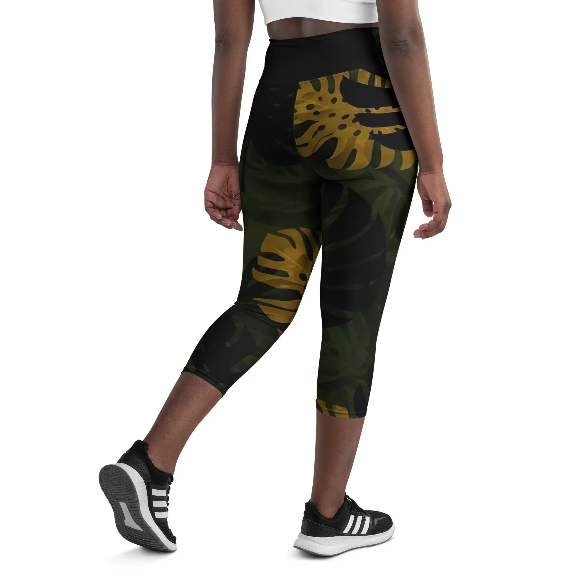Yoga Capri Leggings Yoga Leggings AwRans Clothing all-over-print-yoga-capri-leggings-white-back-687db452ea601
