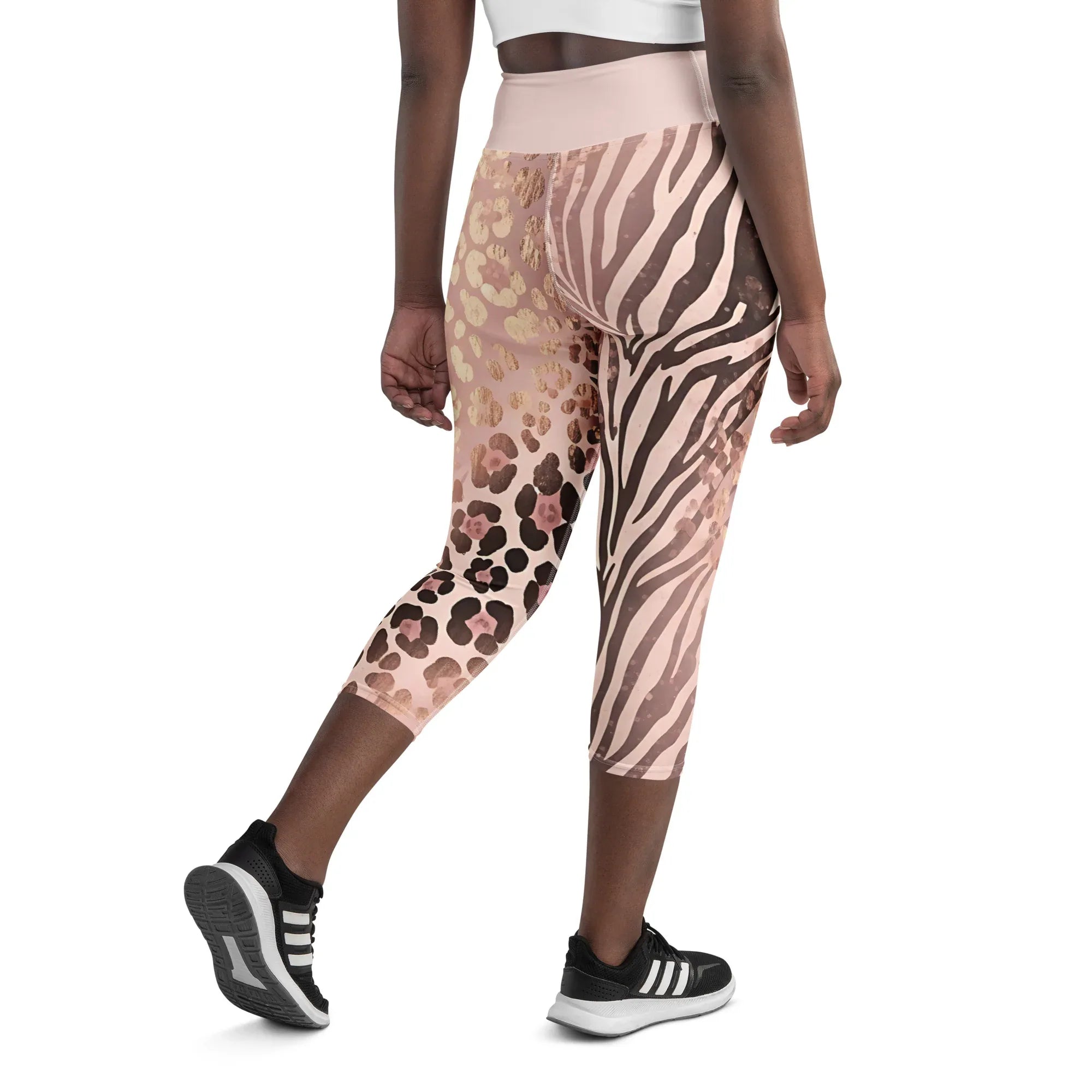 Yoga Capri Leggings Yoga Leggings AwRans Clothing all-over-print-yoga-capri-leggings-white-back-687db489bda0f