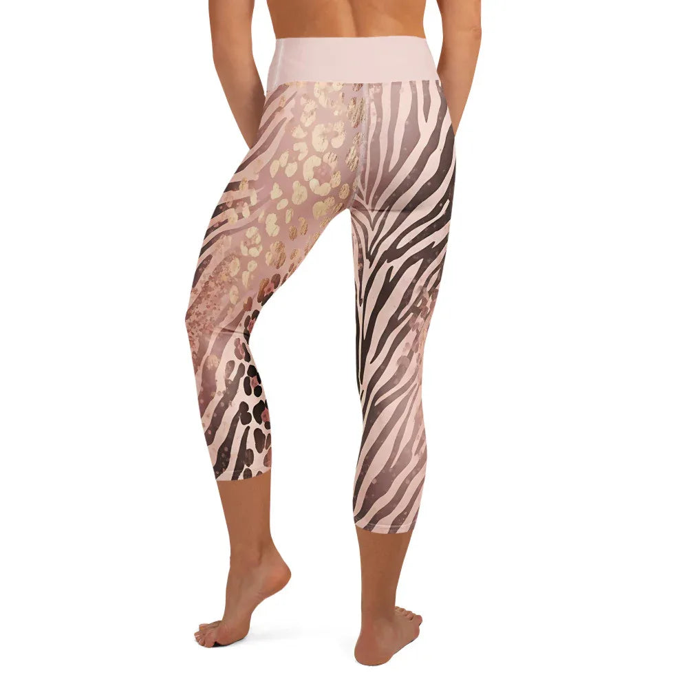 Yoga Capri Leggings Yoga Leggings AwRans Clothing all-over-print-yoga-capri-leggings-white-back-687db489bdfdd