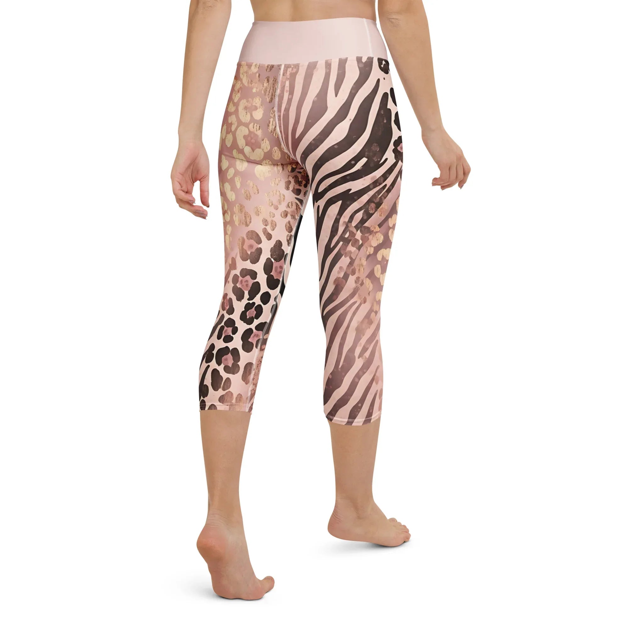 Yoga Capri Leggings Yoga Leggings AwRans Clothing all-over-print-yoga-capri-leggings-white-back-687db489be27e