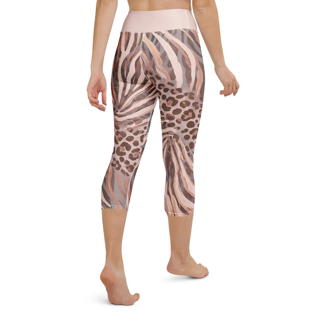 Yoga Capri Leggings Yoga Leggings AwRans Clothing all-over-print-yoga-capri-leggings-white-back-687db4f798b81