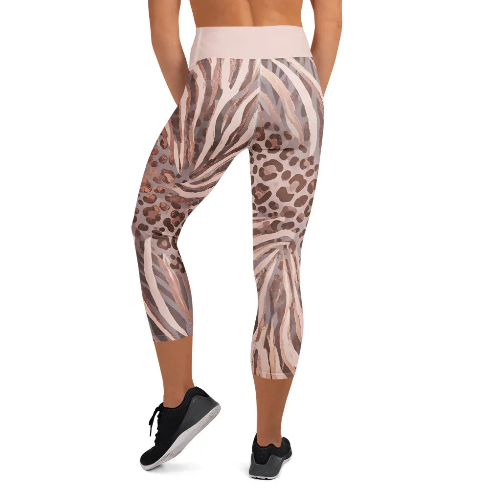 Yoga Capri Leggings Yoga Leggings AwRans Clothing all-over-print-yoga-capri-leggings-white-back-687db4f799546